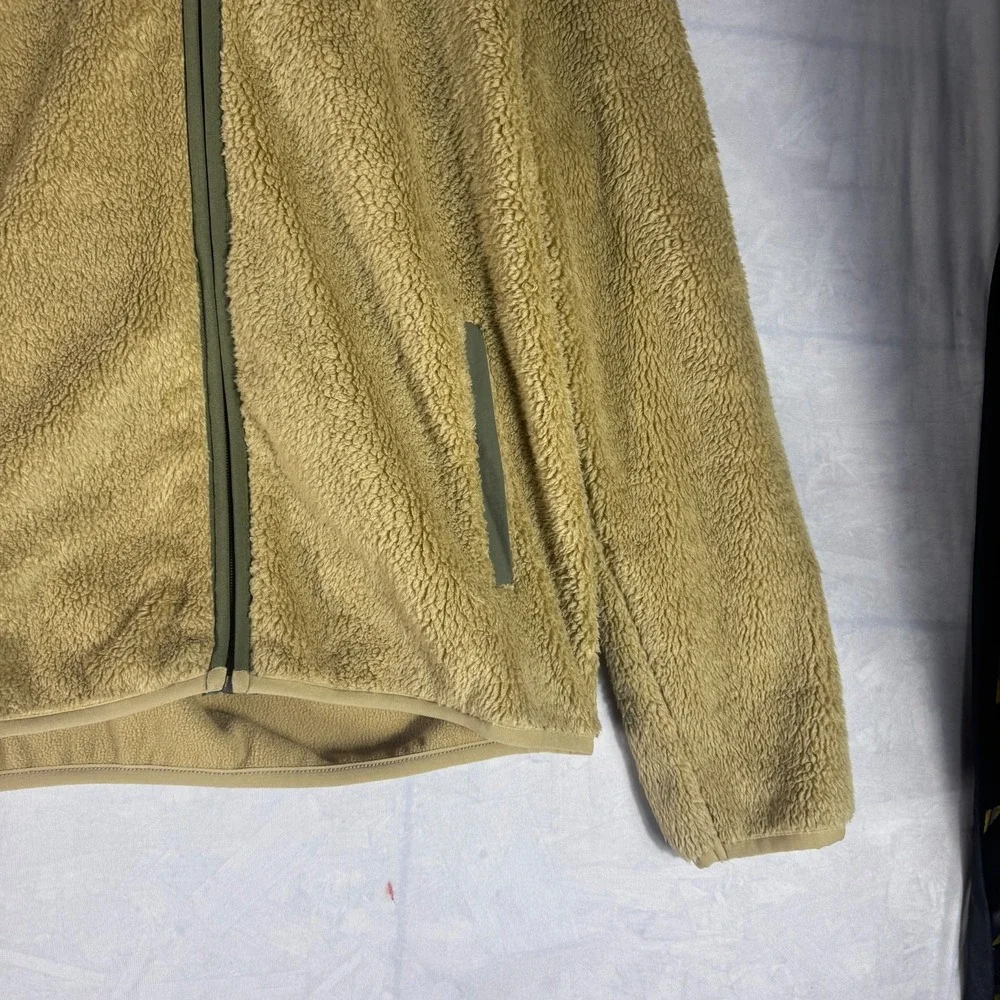 NWT True Religion Mens‎ Hoodie Tan Sherpa Fleece Full Zip Long Sleeve Comfort L